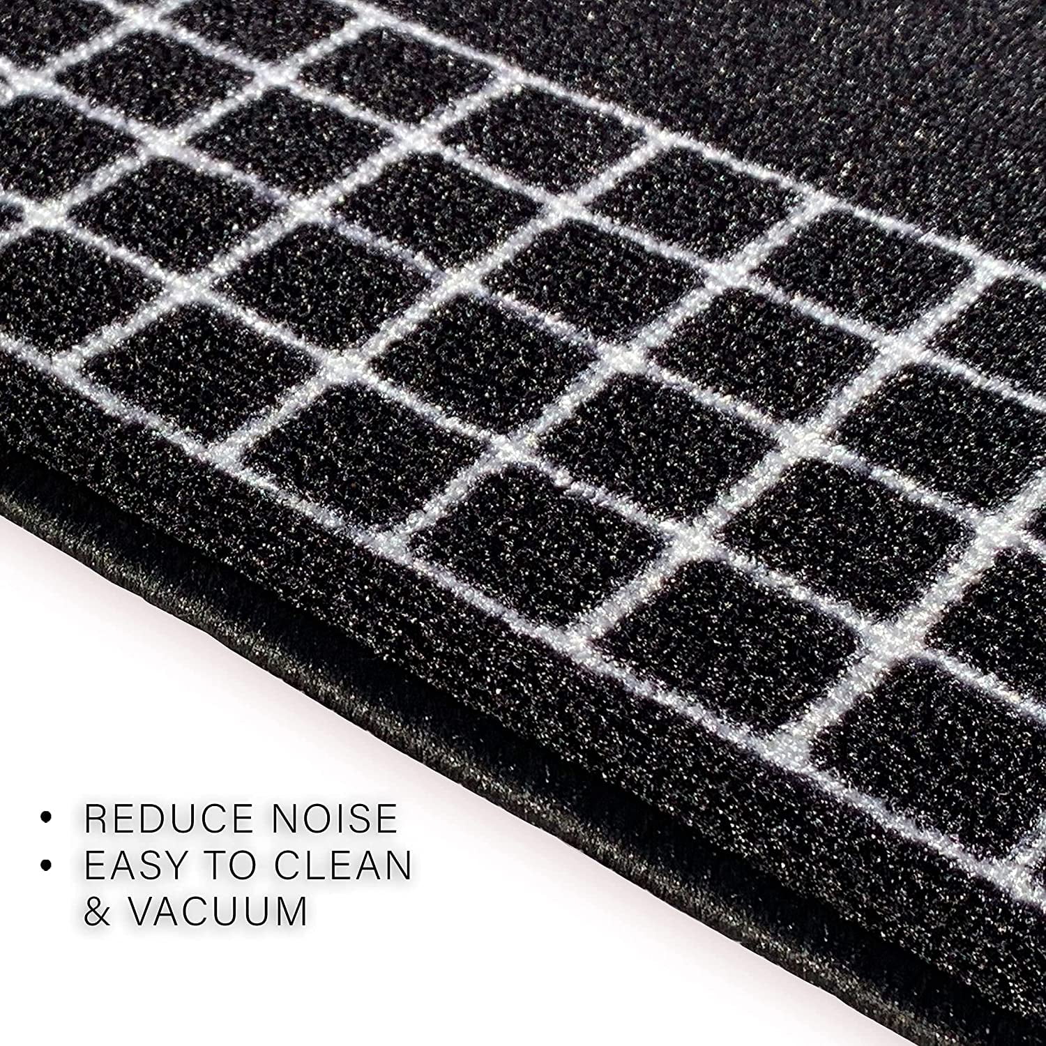 Playa Rug Checkered Border Non-slip Contemporary 26-inch Wide Runner Rug 21 Feet - Black