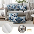 thumbnail image 6 of Blue Spring Floral Outdoor Waterproof Pillow Covers, Vintage Flowers Pastoral Modern Art Decorative Square Throw Pillowcase Sofa Cushion Sham for Patio/Couch/Chair, 16"x16" 2 Pack, 6 of 8