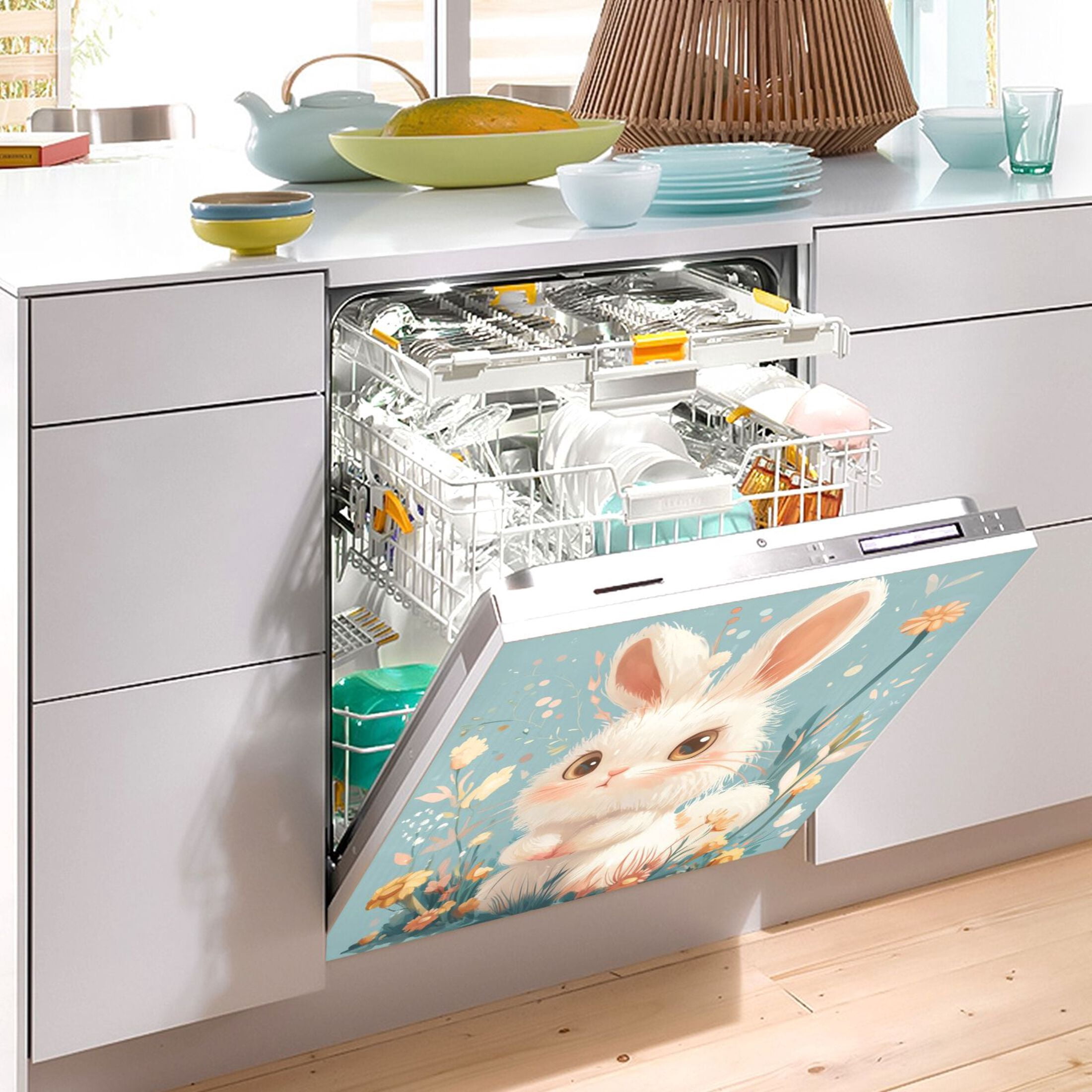 Dishwasher Magnetic Sticker 23x26 Inch Refrigerator Magnetic Sticker Washing Machine Magnetic Sticker Kitchen Panel Magnetic Sticker Home Decor A Cartoon Rabbit