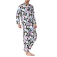 thumbnail image 2 of Naloa Bright Butterflies1 Men’s Pajamas Set - Long Sleeve Button Down Sleep Shirt and Pajama Bottoms Sleepwear Set-X-Large, 2 of 7