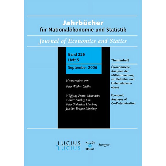 Ãkonomische Analysen Der Mitbestimmung Auf Betriebs- Und Unternehmensebene: Themenheft JahrbÃ¼cher FÃ¼r NationalÃ¶konomie U, (Paperback)