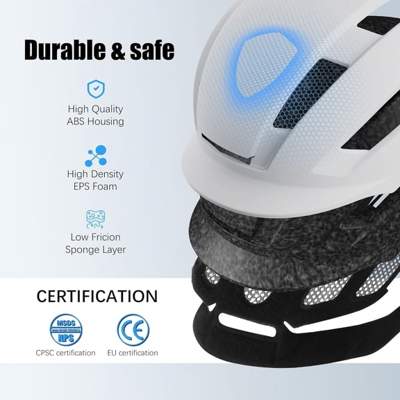 NEUBOZ Hat Bike Helmet for Adults - Certified Bicycle Helmet with Light & Visor, Commuter Ebike Helmet for Men Women