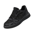 thumbnail image 3 of Lace Mesh Skate Shoes, Breathable Sneakers, Low-Top Athletic Shoes Casual Sneakers–Lightweight Non-Slip Athletic Footwear for Running, Walking, and Training, Spring Summer, Women Shoes, Black 5, 3 of 5
