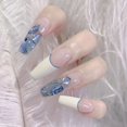 thumbnail image 3 of Uñas postizas largas de color azul degradado, uñas postizas acrílicas con purpurina y diamantes, 3 of 4