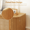 thumbnail image 2 of UZUGUL 4-Door Fluted Rattan Sideboard, Wood Color, Woven Accent, Sturdy & Stylish, 2 of 7