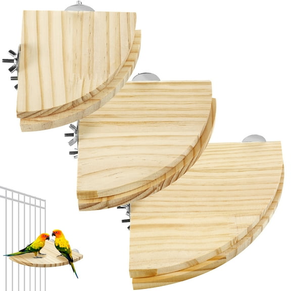 Threns 6Pcs Bird Perch Platform Wooden Bird Perch Corner Stand Easy Installation Sturdy Bird Perch Platform Stand for Parakeet Conure