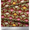thumbnail image 2 of Soimoi Red Cotton Poplin Fabric Quarterfoil & Water Lily Floral Print Printed Craft Fabric By the Yard 42 Inch Wide, 2 of 3