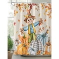 thumbnail image 2 of Scarecrows Pumpkins Thanksgiving Fall Shower Curtain, Farmhouse Autumn Leaves Bathroom Decor Curtains Set with Hooks, Waterproof Fabric Home Accessories， 72 X 84 Inch Extra Long, 2 of 6