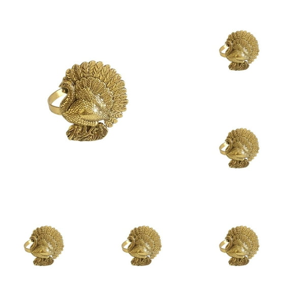 12pc Retro Turkey & Peacock Napkin Rings – Adjustable Iron Napkin Holders for Thanksgiving, New Year, Holiday Parties, Elegant Table Decoration