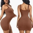 thumbnail image 2 of ZQUUVOU Women's Seamless Slip Dress Built In Shapewear Tummy Control Sleeveless Spaghetti Strap Bodycon Mini Dress Brown, 2 of 5