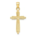 thumbnail image 4 of Auriga 14k Yellow Gold Polished & Textured Fancy Cross Pendant for Women (L-33.75 mm, W-16 mm), 4 of 6