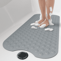 OTHWAY No Suction Cup Bath Mat: 39x16inch Extra Long Bathmat, Machine Washable, Made of Nature Rubber, Protect Your Bathtub (Dark Gray)