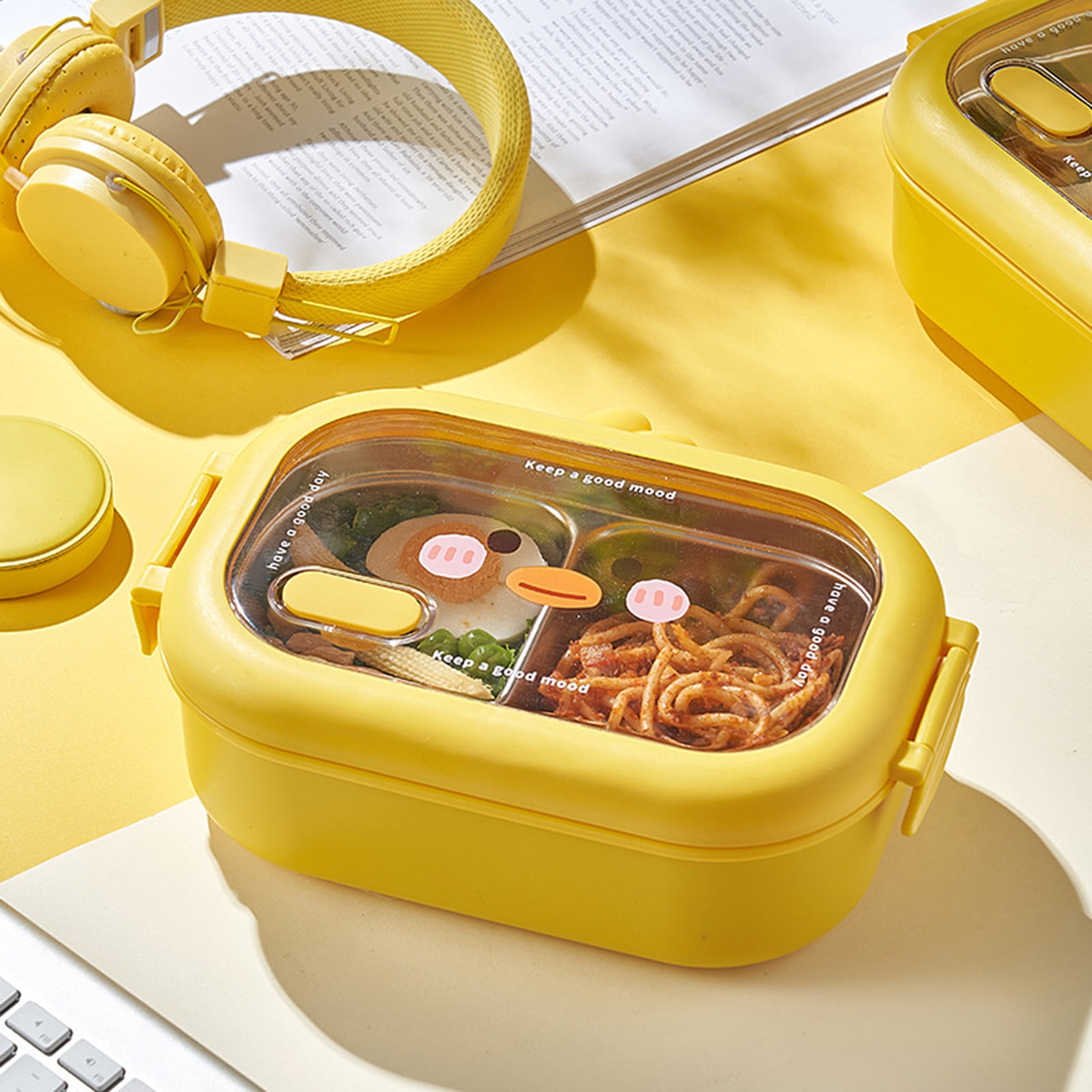 Prahransteel Microwavable Stainless Steel Lunch Box - 5.1 Cup (Yellow)