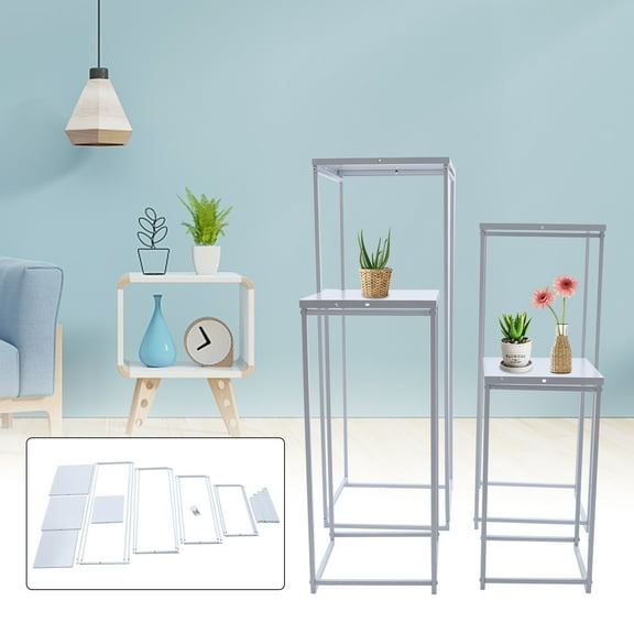 Miumaeov 4Pcs White Flower Floor Stand Metal Column Flower Stand Flower Arrangement