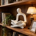 thumbnail image 3 of Reading Woman Statue for Home Decor, Contemplative Female Figurine, Resin Abstract Sculpture, Modern Bookshelf Ornament, Thoughtful Gift for Book Lovers, 3 of 6