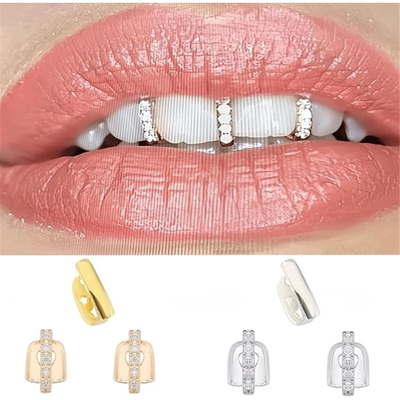 Tutuviw 6Pcs 18K Gold Plated Hip Hop Teeth,Hip Hop Teeth Grillz Set for Men Women,Hip Hop Grills for Your Teeth Top and Bottom,Rapper Costume Cosplay Teeth Jewelry and Accessories