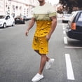 thumbnail image 2 of XIAOCHA Mens Print Shorts Set Short Sleeve Crew Neck Casual Sets Oktoberfest Halloween Wear,Gold,Sizes L, 2 of 6