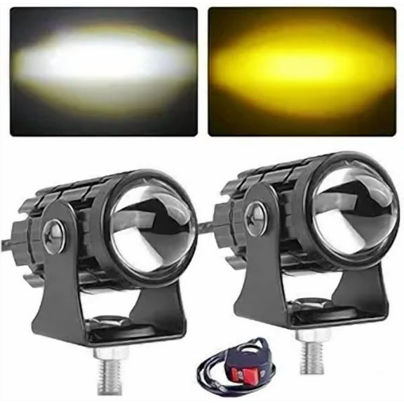 Mini Driving Fog Led Light Dc Power 12V-24V 80W Universal For All Motorcycle, Scooty, Cars, Projector Light White And Yellow (Pack Of 2, Switch)