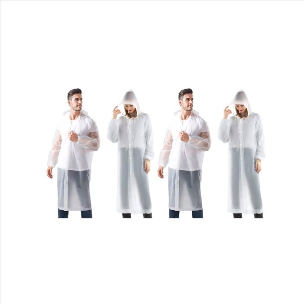 Chubasquero, Paquete de 4 Ponchos de Lluvia para Hombres, Mujeres, Adultos, Impermeable, Portátil, Reutilizable, con Mangas Elásticas