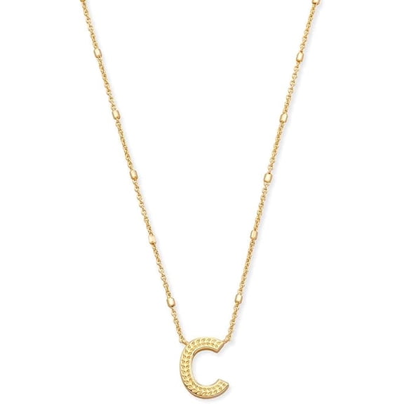 JBD Letter C Pendant Necklace, Yellow Gold, 19”