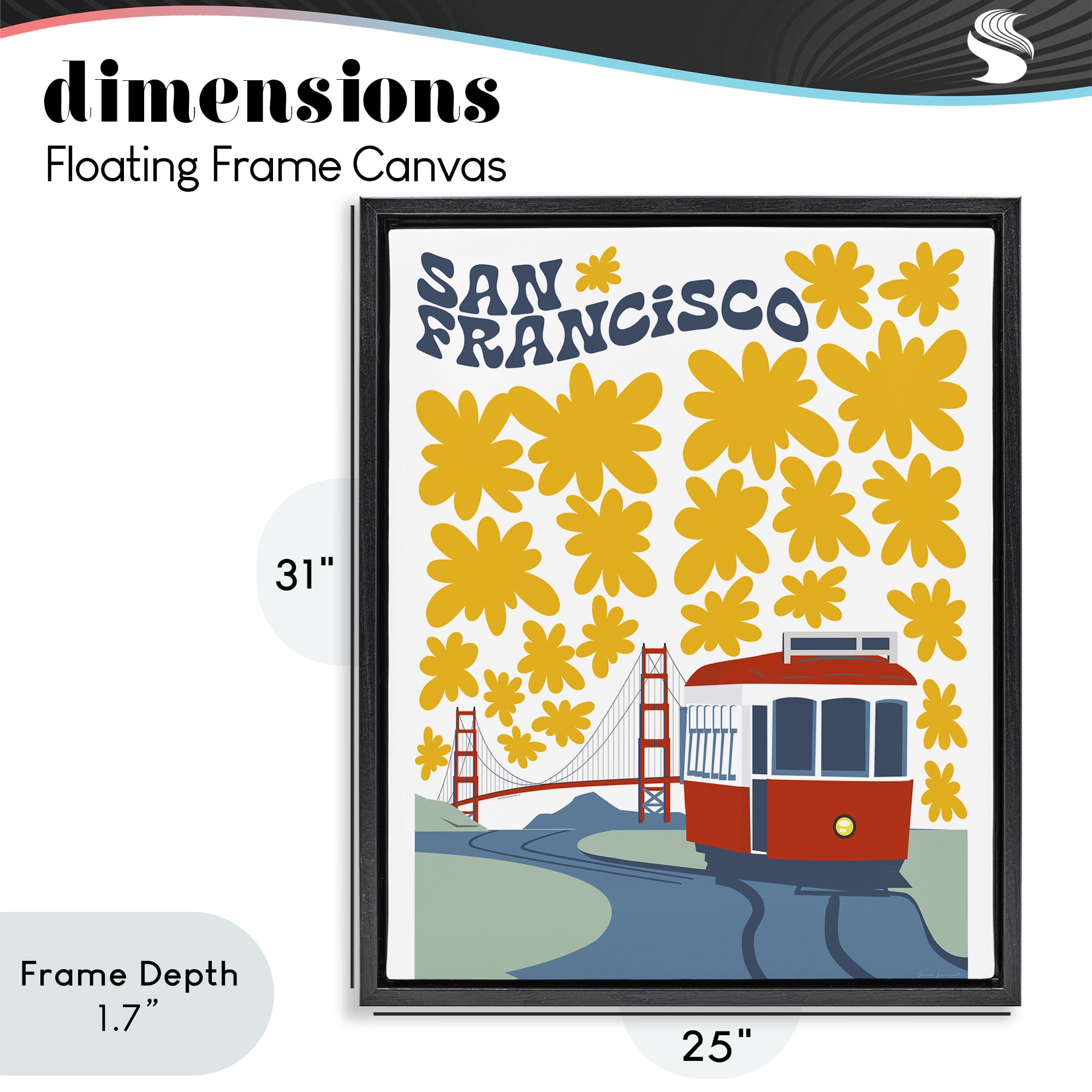 Stupell Industries San Francisco Trolley Black Framed Floater Canvas Wall Art, design by Omar Escalante