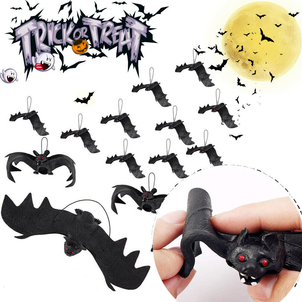 Halloween Realistic Hanging Bats S/M/L Fake Rubber Vampire Bat Model