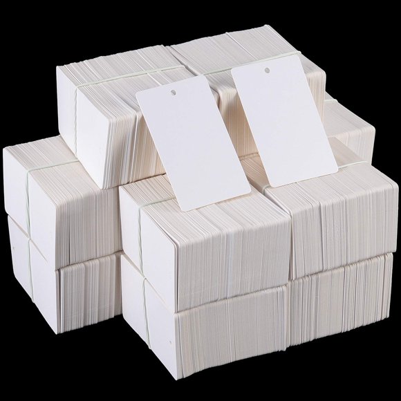 ZEONHAK 2400 PCS White Blank Merchandise Tags - 1.7 x 2.9 Inches Unstrung Paper Hang Tag for Boutique Products, Retail Store, Jewelry, Clothing Shops - Large Writable Price and Gift Tag