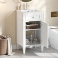 thumbnail image 2 of CQSXDA 18 Inch Bathroom Vanity Set with White Ceramic Sink and Adjustable Shelf, Freestanding in French Style，White, 2 of 11
