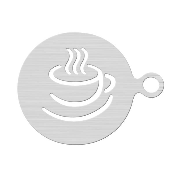EeaseMX Plantillas de acero inoxidable para decorar café. Plantillas de barista para todo tipo de mousse, pasteles, cumpleaños, café (patrón de taza de café).