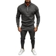 thumbnail image 2 of LEKWK Tracksuit Men 2 Piece Outfit Quarter Zip Mock Neck Sweatshirt and Jogger Sweatpants Athletic Fall Winter Gym Sweatsuits Matching Sets, 2 of 6