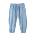 thumbnail image 5 of CUZIBR Boys Linen Jogger Pants Elastic Drawstring Waist Ankle Casual Trousers With Pockets Soft Breathable Loose Fit Bottoms For Kids School Outdoor Walking Dailywear,Light Blue,5-6 Years, 5 of 7