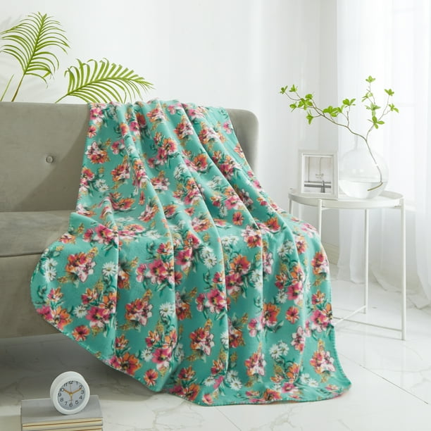 Mainstays Fleece Plush Throw Blanket, 50" X 60", Floral