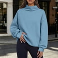 thumbnail image 3 of Mock Turtleneck Pullover Sweatshirt for Women Oversized Long Sleeve Basic Casual Loose Fall Everyday Top, 3 of 7