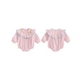 thumbnail image 3 of Elippeo Baby Girl Birthday Romper Striped Ice Cream Embroidery Ruffle Trim Long Sleeve Jumpsuit Fall Clothes 9 12 18 Months, 3 of 10