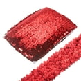 thumbnail image 1 of Unique Bargains 10 Yards Bande de Ruban à Sequins Élastiques 1.8 Pouces, Rouge, 1 of 4