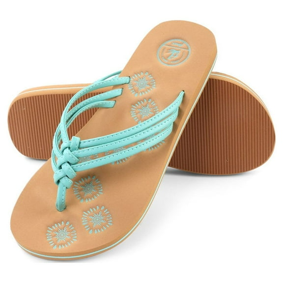 AERUSI Livi Life Women's Indoor or Outdoor Casual Walking Flip Flop Sandals (Aqua)