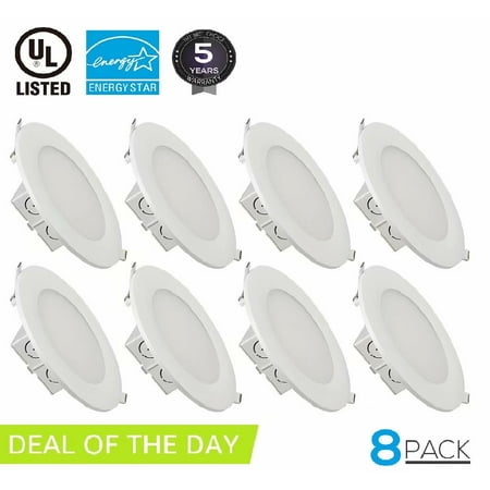 TORCHSTAR 8 Pack 6 Inch Recessed Lighting, 15W Dimmable Recessed Ceiling Light, 3000K Warm