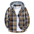 thumbnail image 1 of MHFRRA Camisa con Capucha A Cuadros, Chaqueta, Top Informal de Manga Larga, Ropa de Calle de Moda para Otoño, Jersey Cómodo Marrón, 1 of 8