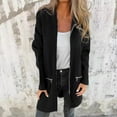 thumbnail image 2 of ZACPNCV Women's Winter Casual Jackets Long Sleeve New Solid Color Hoodie Mid-Length Zipper Cardigan Jacket Top Black, 2 of 6