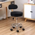 thumbnail image 2 of PU Leather Rolling Stool Mid-Back with Footrest Height Adjustable Office Computer Home Drafting Swivel Task Chair with Wheels (Black), 2 of 8