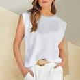 thumbnail image 2 of Bovemsi Women's Tanks & Camis Round Neck Loose Short Sleeve T Shirt Vest Fashion Casual Top White Camisole, 2 of 4