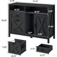 thumbnail image 3 of Lateral File Cabinet with 2 Drawers and Door, Farmhouse File Cabinet for A4/Letter Size Hanging Files, Large Wood File Storage Cabinets Printer Stand with Open Space for Home Office Furniture, Black, 3 of 14