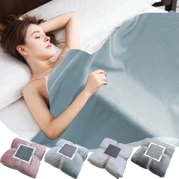 Flannel Sofa Blanket | Soft Warm Gray White Blue Pink Throw | Winter All-Season Durable Cozy Lounge Bedding | 70x100cm | 1-Pack | Versatile Reversible Luxury