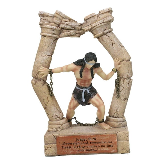 Judeo Christian Book of Judges Samson Last Prayer Tearing Down Pillars Figurine
