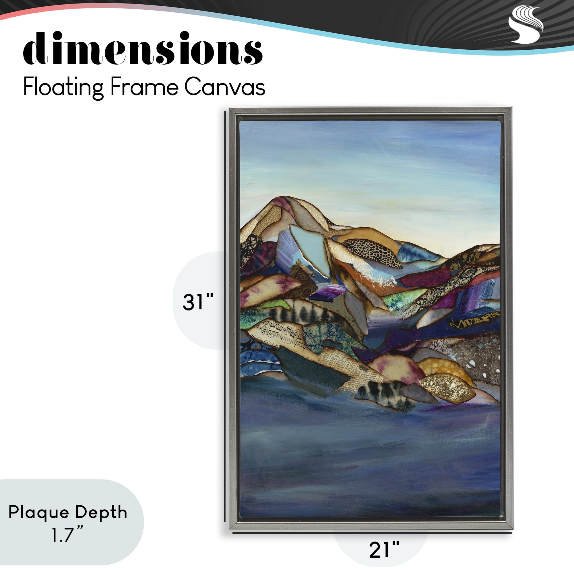 Stupell Industries Patchwork Collaged Mountains Gray Framed Floater Canvas Wall Art, design by Van Horne-Borcherding