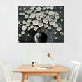 thumbnail image 2 of PIKWEEK Hand Painted 3d Flower Painting White Flower in Black Vase Abstract Canvas Wall Art for Living Room Bedroom Ready to Hang 16*12inch/20*16inch, 2 of 6