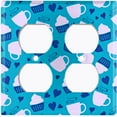 thumbnail image 2 of Metal Light Switch Wall Plate Outlet Cover (Coffee Espresso Mocha Cup Navy Blue Heart Baby Blue Cupcake - Double Duplex), 2 of 2