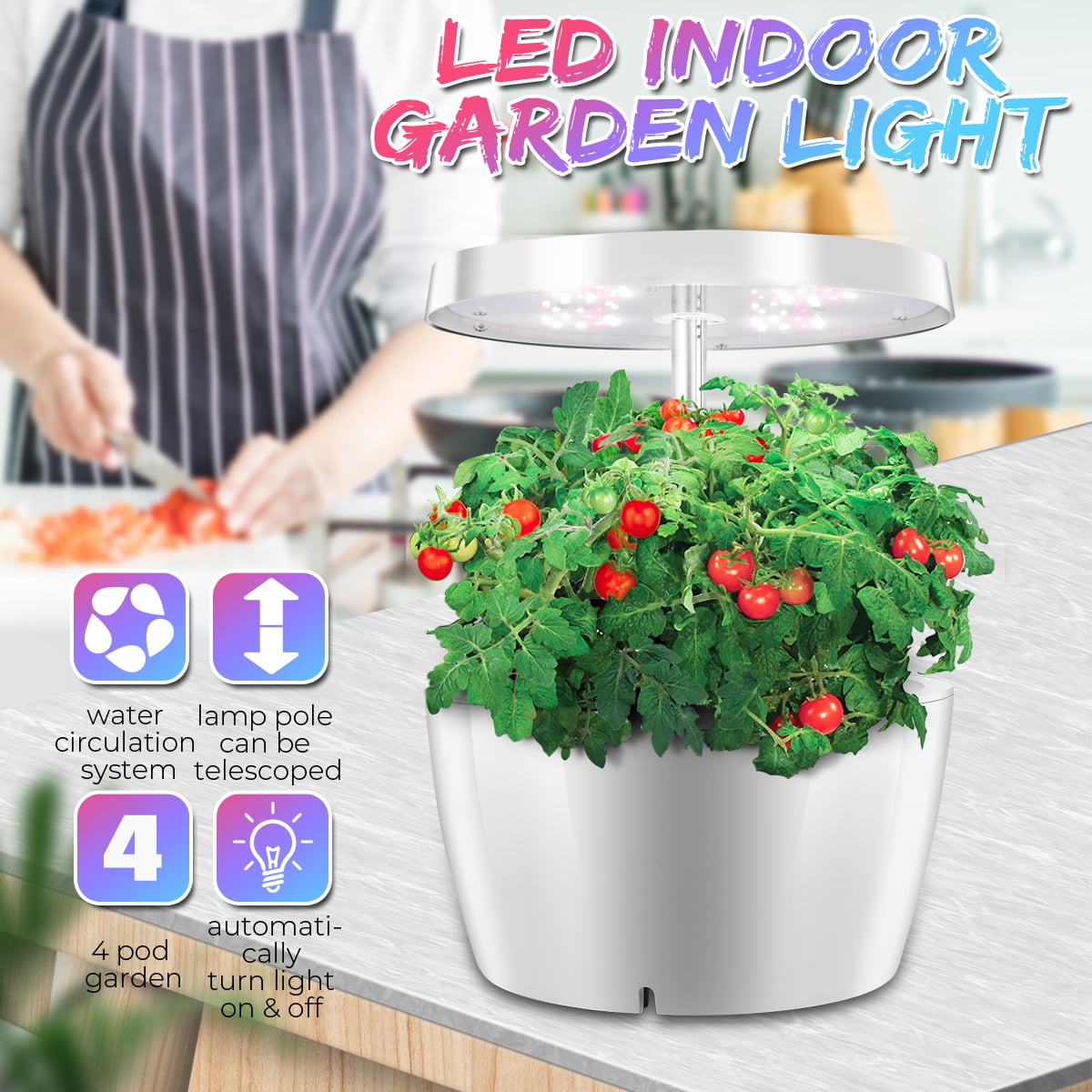35W Indoor Smart Herb Garden Kit LED Lamp Fresh Hydroponics Growing Easy 