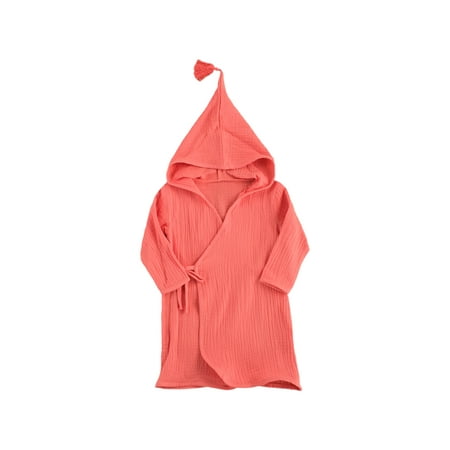 

Binpure Long-sleeved Bubble Cotton Bath Robe Solid Color Lace Hooded Bathrobe