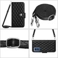 thumbnail image 5 of SaniMore Case for Motorola Moto G Play 2023, PU Leather 3D Lattice Stylish for Girls Crossbody Lanyard Flip Kickstand Card Slots Cash Pocket Magnetic Clasp Protective Shockproof Wallet Shell, Black, 5 of 9